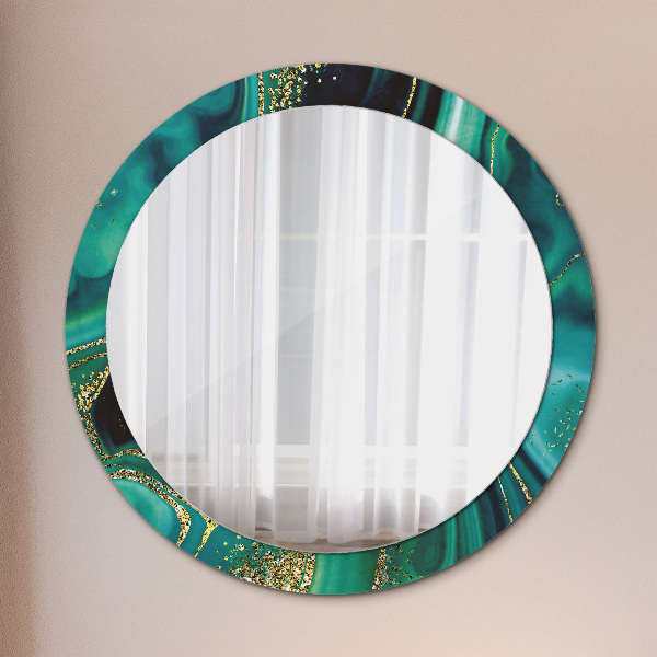 Round printed mirror Emerald marble
