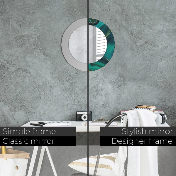 Round printed mirror Emerald marble