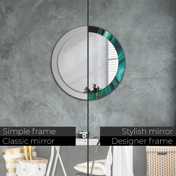 Round printed mirror Emerald marble
