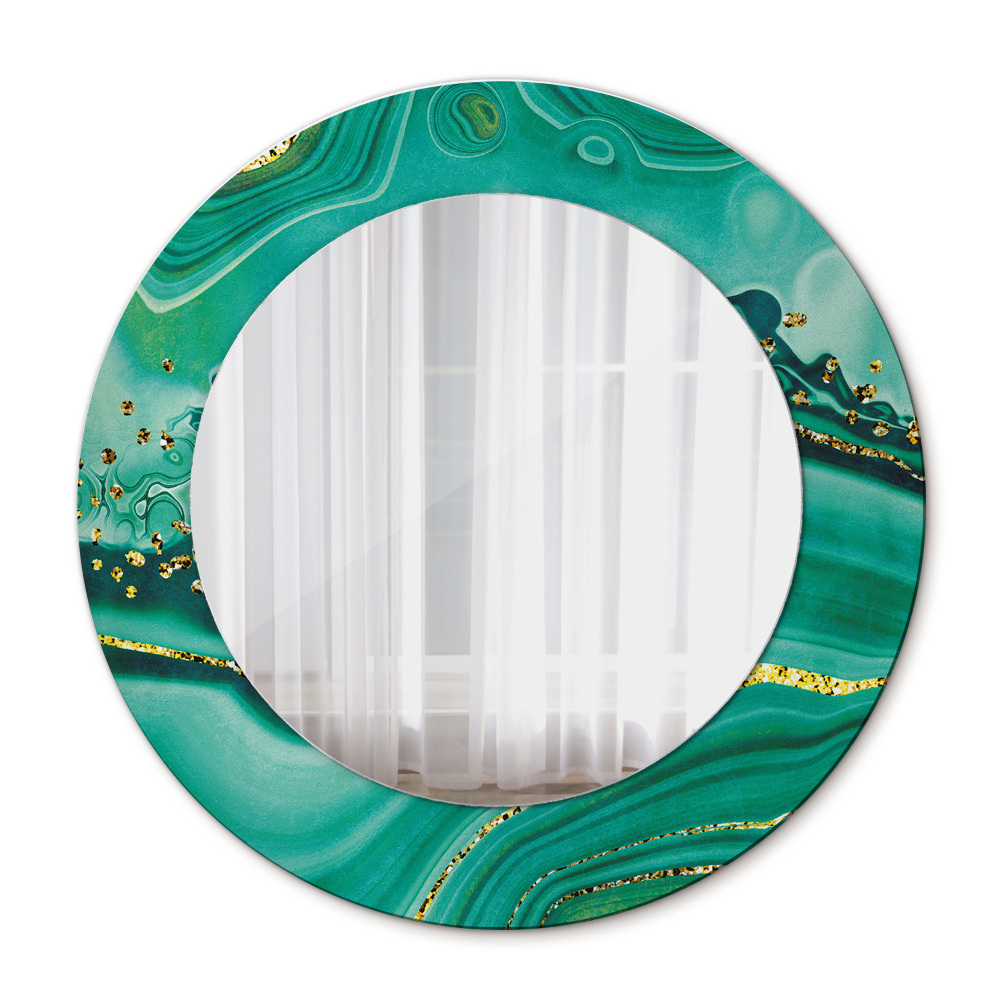 Round printed mirror Agat jaspis marble