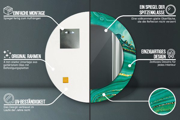 Round printed mirror Agat jaspis marble
