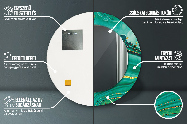 Round printed mirror Agat jaspis marble