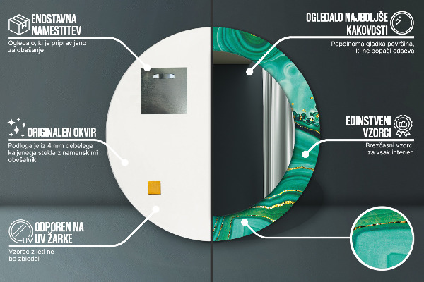 Round printed mirror Agat jaspis marble