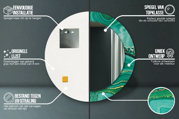 Round printed mirror Agat jaspis marble