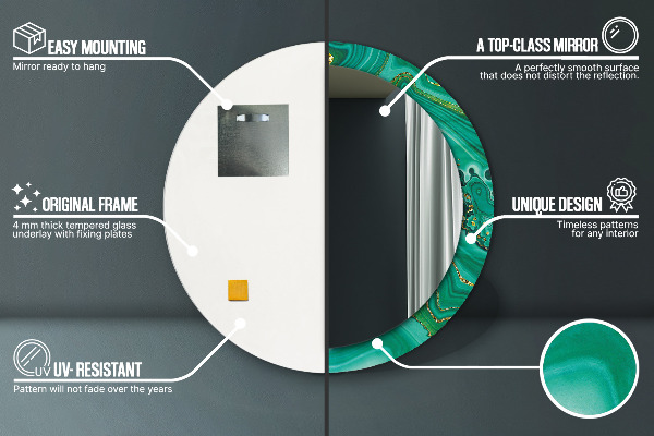 Round printed mirror Agat jaspis marble