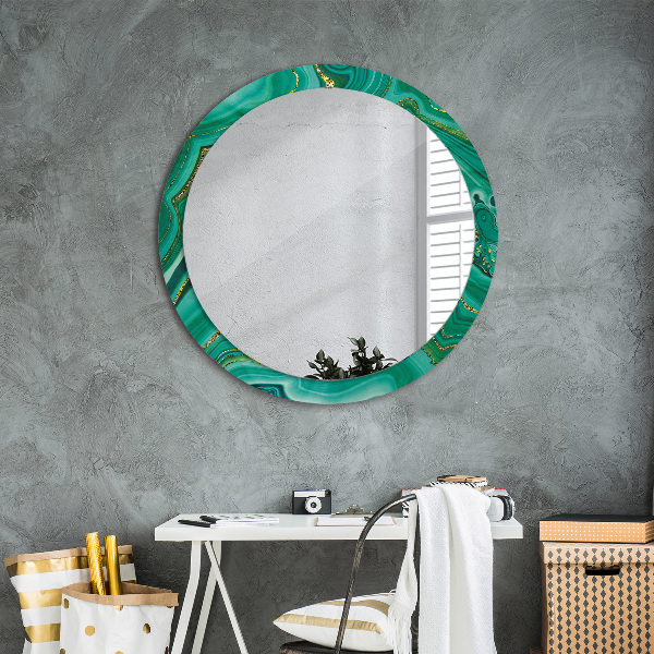 Round printed mirror Agat jaspis marble