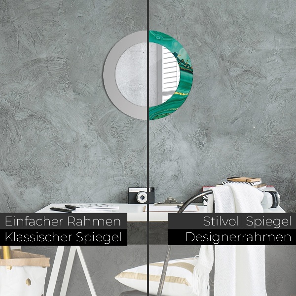 Round printed mirror Agat jaspis marble