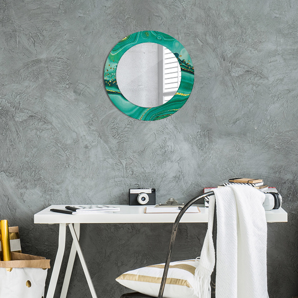 Round printed mirror Agat jaspis marble