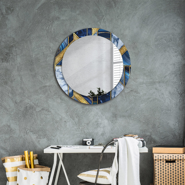 Round mirror frame with print Modern marble