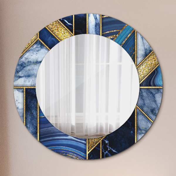 Round mirror frame with print Modern marble