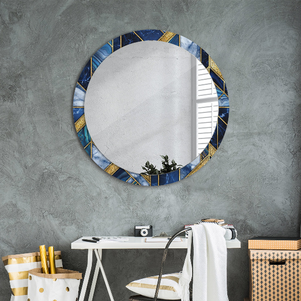 Round mirror frame with print Modern marble