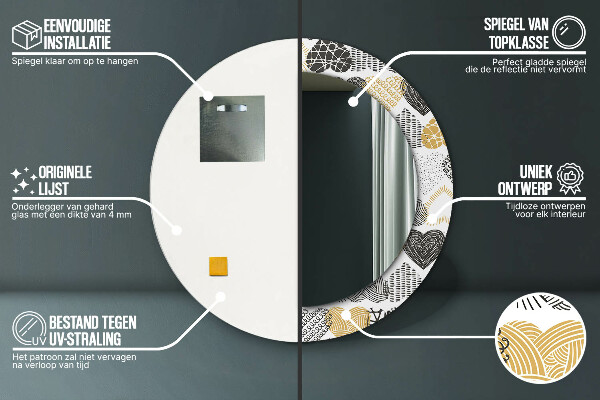 Ornate framed mirror Hearts doodle