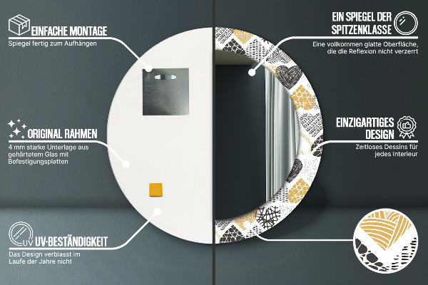 Ornate framed mirror Hearts doodle