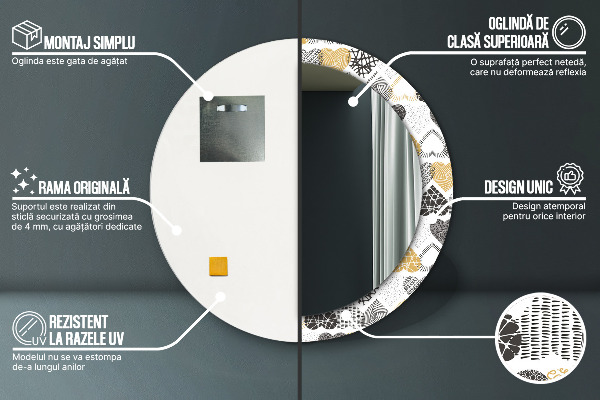 Ornate framed mirror Hearts doodle