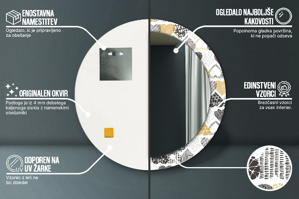 Ornate framed mirror Hearts doodle