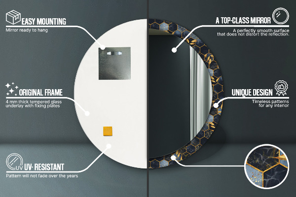Ornate framed mirror Hexagon marble