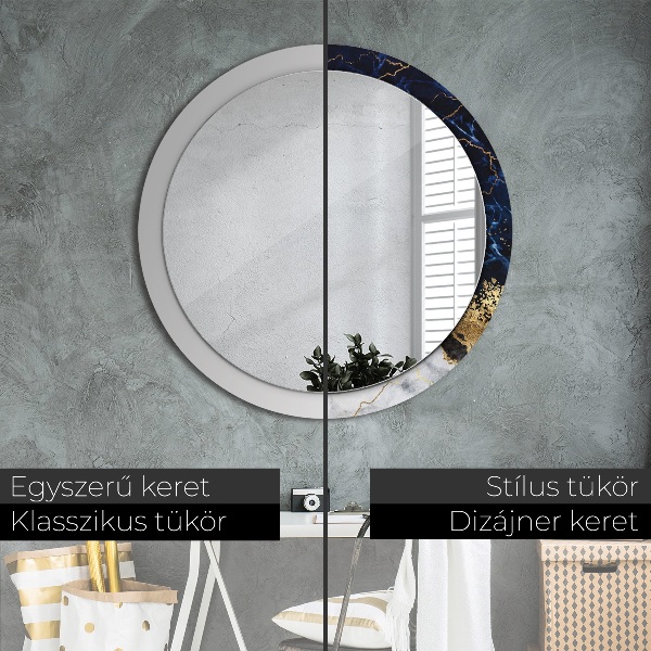 Ornate framed mirror Blue marble