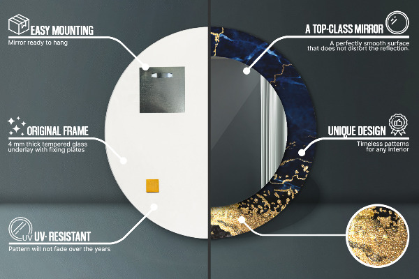 Ornate framed mirror Blue marble