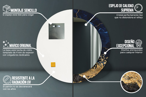 Ornate framed mirror Blue marble