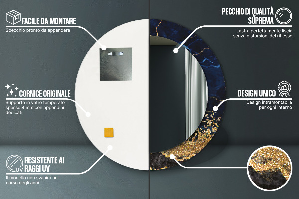 Ornate framed mirror Blue marble