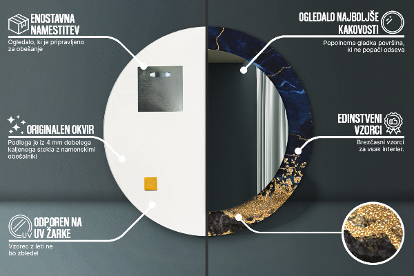 Ornate framed mirror Blue marble