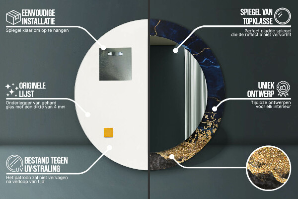 Ornate framed mirror Blue marble