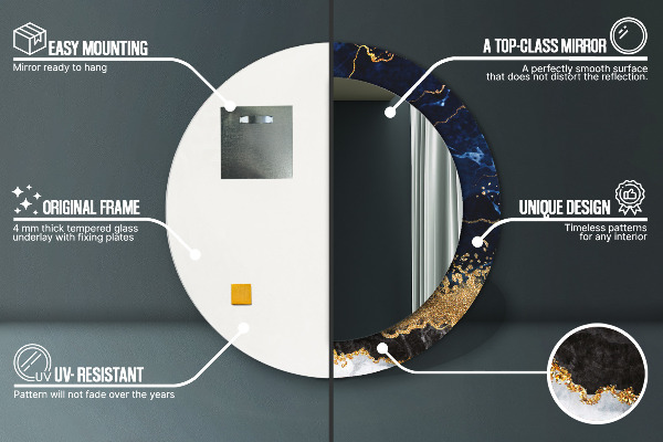 Ornate framed mirror Blue marble