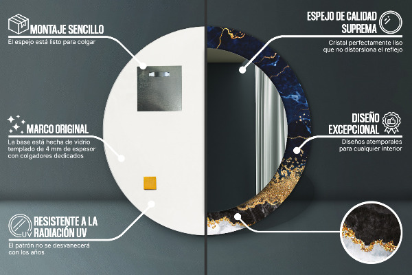 Ornate framed mirror Blue marble