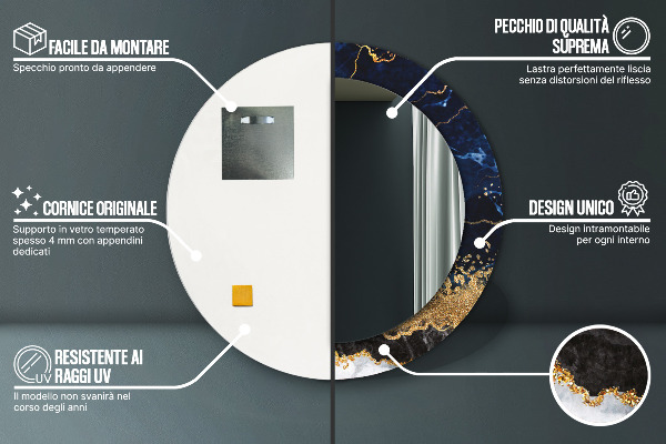 Ornate framed mirror Blue marble