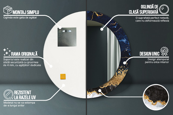 Ornate framed mirror Blue marble