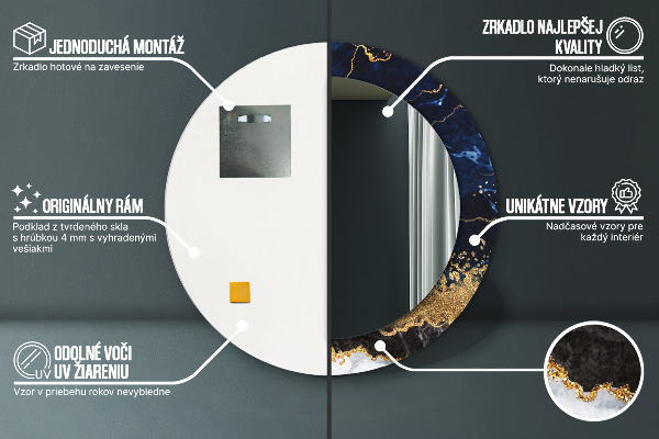 Ornate framed mirror Blue marble