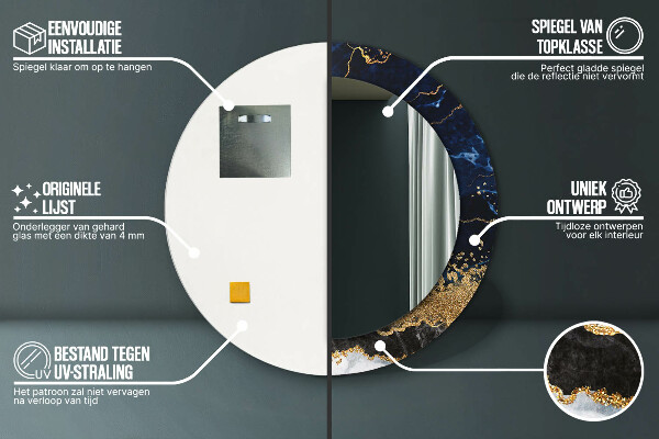 Ornate framed mirror Blue marble