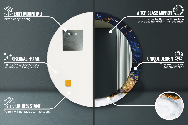 Ornate framed mirror Blue marble