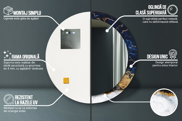 Ornate framed mirror Blue marble