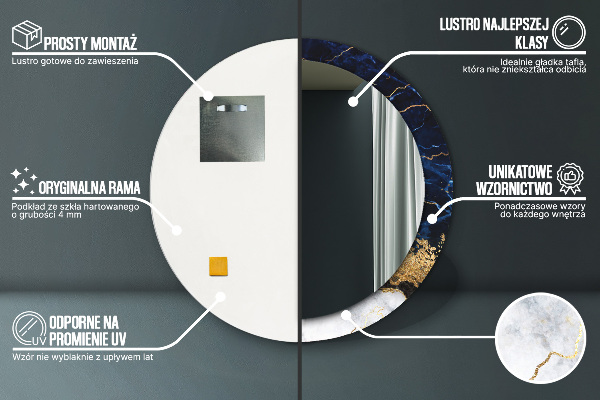 Ornate framed mirror Blue marble