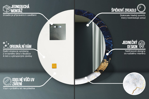 Ornate framed mirror Blue marble