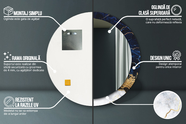 Ornate framed mirror Blue marble