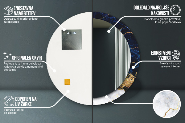 Ornate framed mirror Blue marble