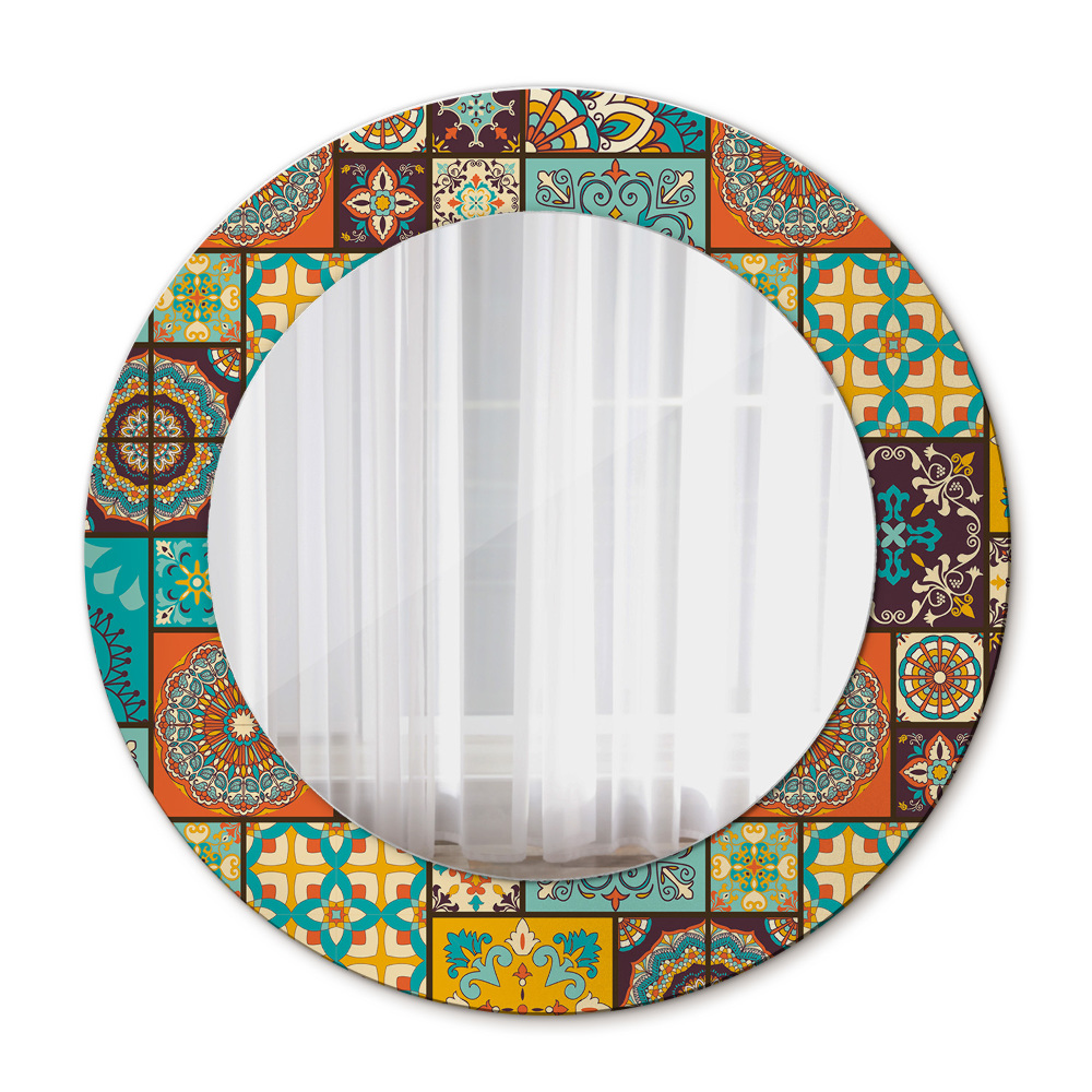 Round mirror frame with print Arabic pattern