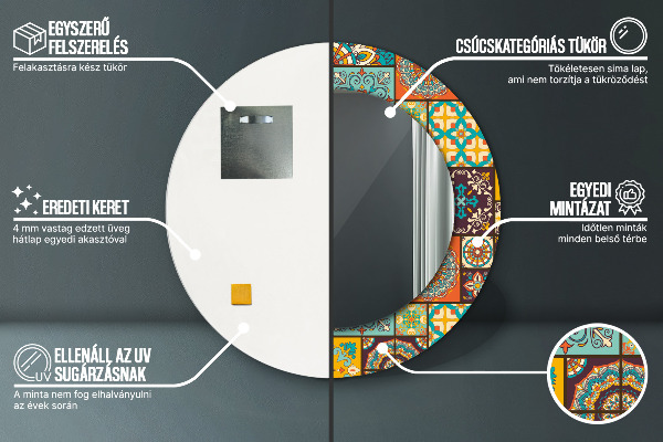 Round mirror frame with print Arabic pattern