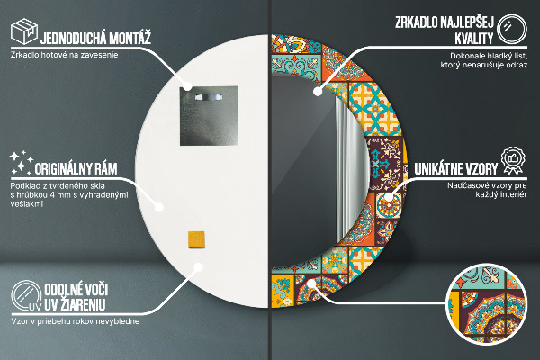 Round mirror frame with print Arabic pattern