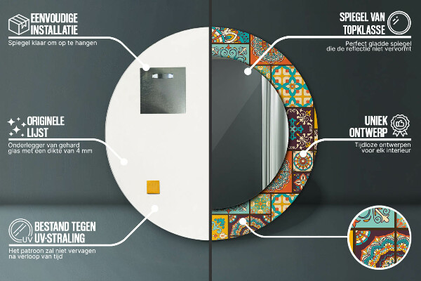 Round mirror frame with print Arabic pattern