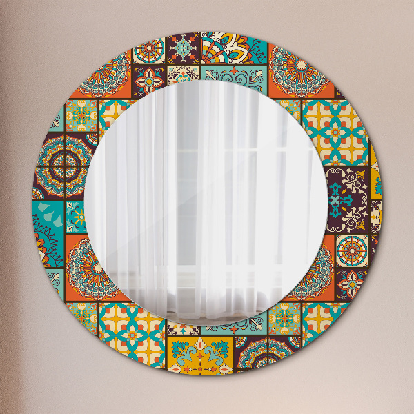 Round mirror frame with print Arabic pattern