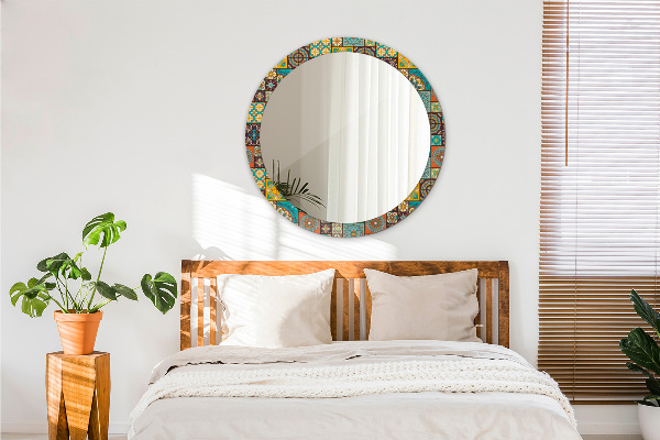 Round mirror frame with print Arabic pattern