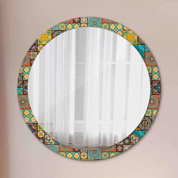 Round mirror frame with print Arabic pattern