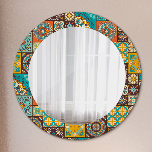 Round mirror frame with print Arabic pattern