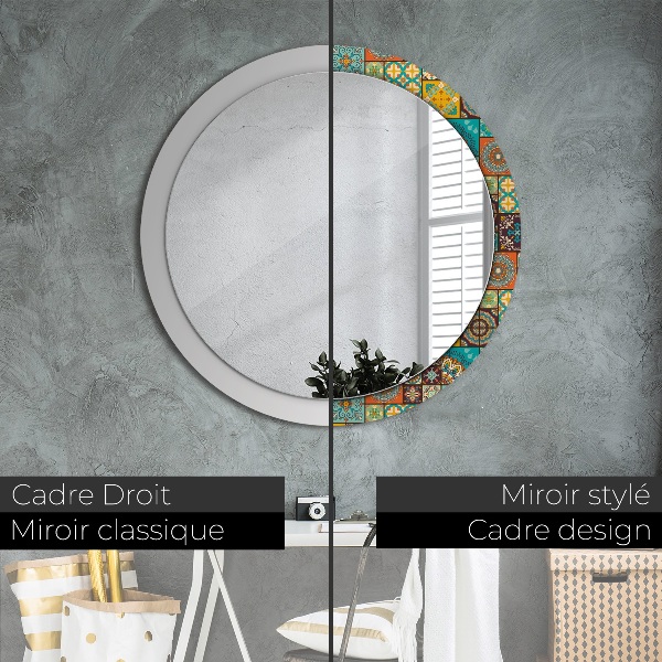 Round mirror frame with print Arabic pattern