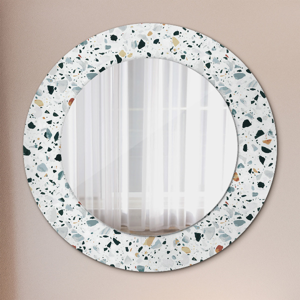Round mirror frame with print Natural stone
