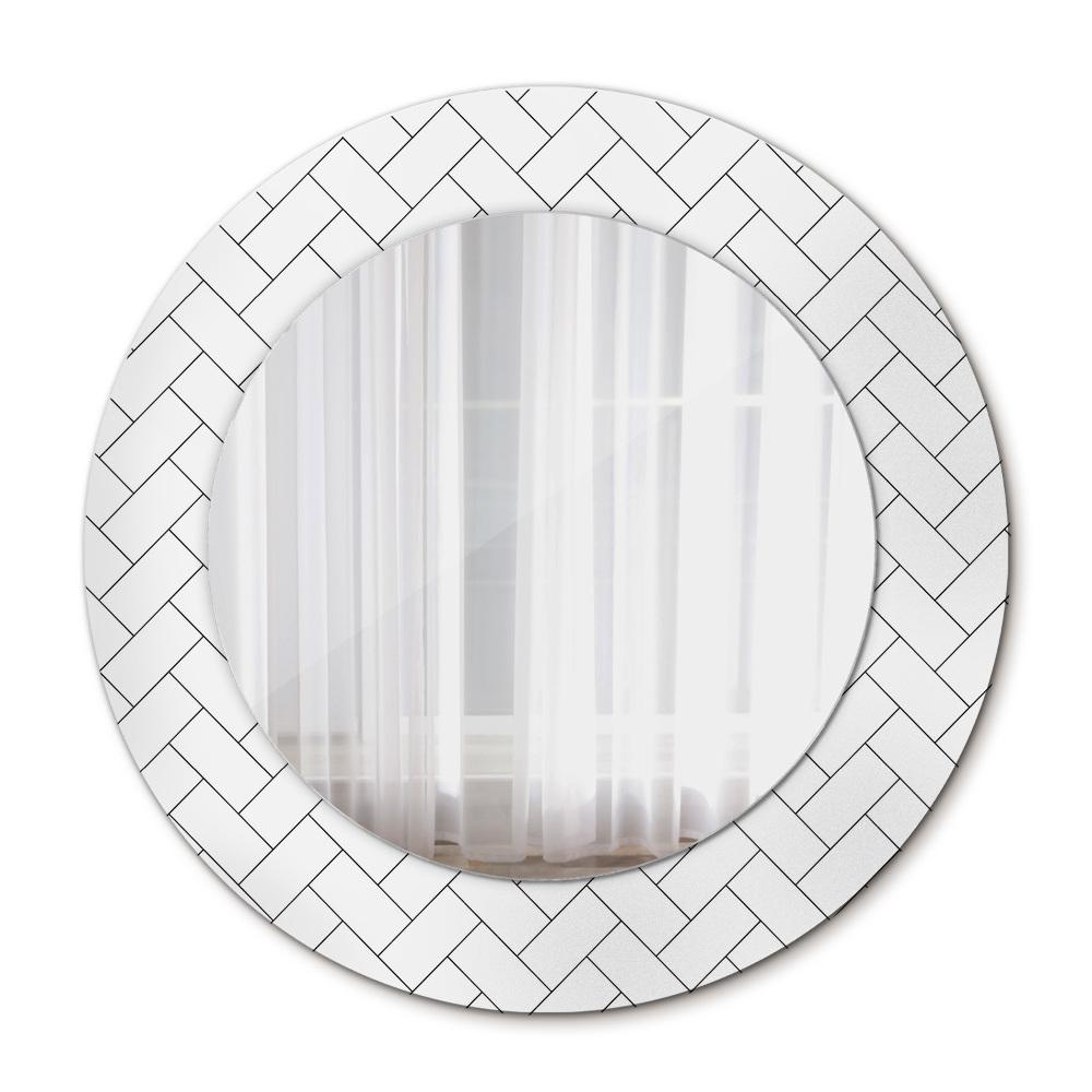 Round wall mirror design Herringbone