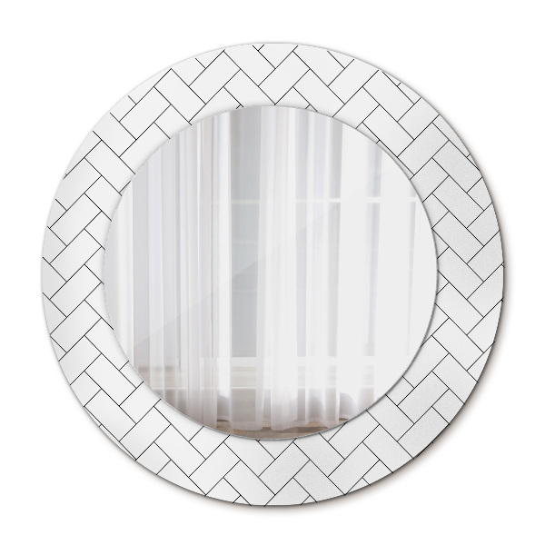 Round wall mirror design Herringbone